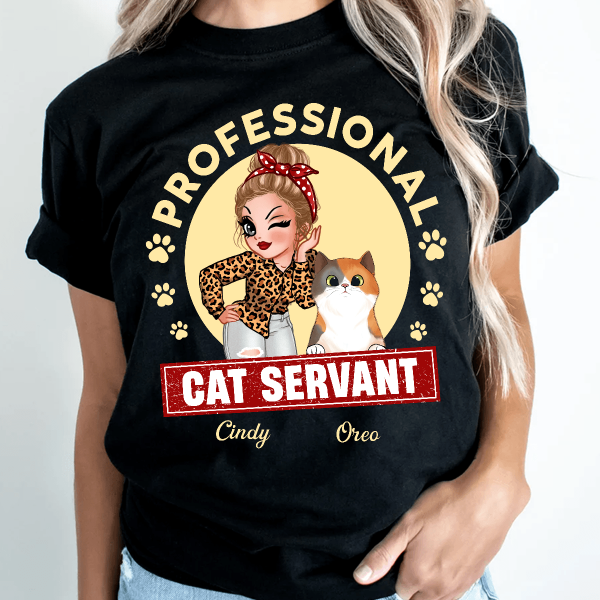 Professional Cat Servant Cat Personalized Shirt, Personalized Valetine Gift for Cat Lovers, Cat Dad, Cat Mom - TS541PS01 Online